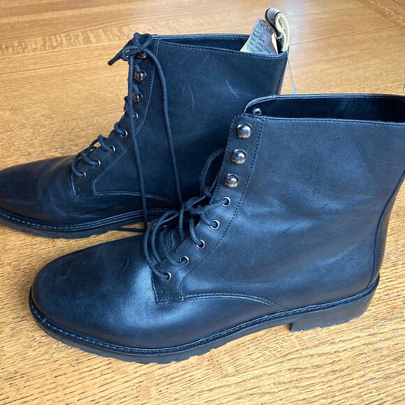 Womens Ralph Lauren Ensley Leather Combat Boots Excellent 11 Black Dr. Martens - Picture 3 of 15